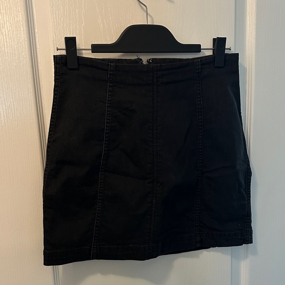 Free People Classic Black Denim Skirt